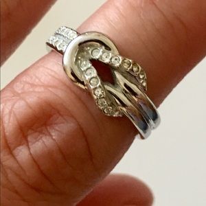 Swarovski Silver and Clear Crystal Ring Sz 5